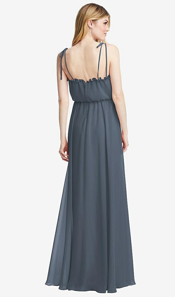 Back View - Silverstone Skinny Tie-Shoulder Ruffle-Trimmed Blouson Maxi Dress