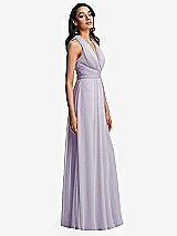 Side View Thumbnail - Moondance Shirred Deep Plunge Neck Closed Back Chiffon Maxi Dress 