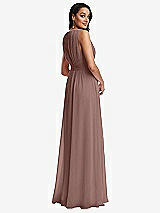 Rear View Thumbnail - Sienna Shirred Deep Plunge Neck Closed Back Chiffon Maxi Dress 