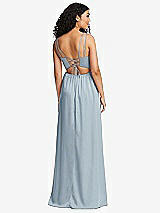 Rear View Thumbnail - Mist Dual Strap V-Neck Lace-Up Open-Back Maxi Dress