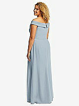 Alt View 3 Thumbnail - Mist Cuffed Off-the-Shoulder Pleated Faux Wrap Maxi Dress