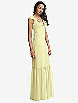 Side View Thumbnail - Butter Yellow Tiered Ruffle Plunge Neck Open-Back Maxi Dress with Deep Ruffle Skirt