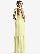 Rear View Thumbnail - Butter Yellow Tiered Ruffle Plunge Neck Open-Back Maxi Dress with Deep Ruffle Skirt