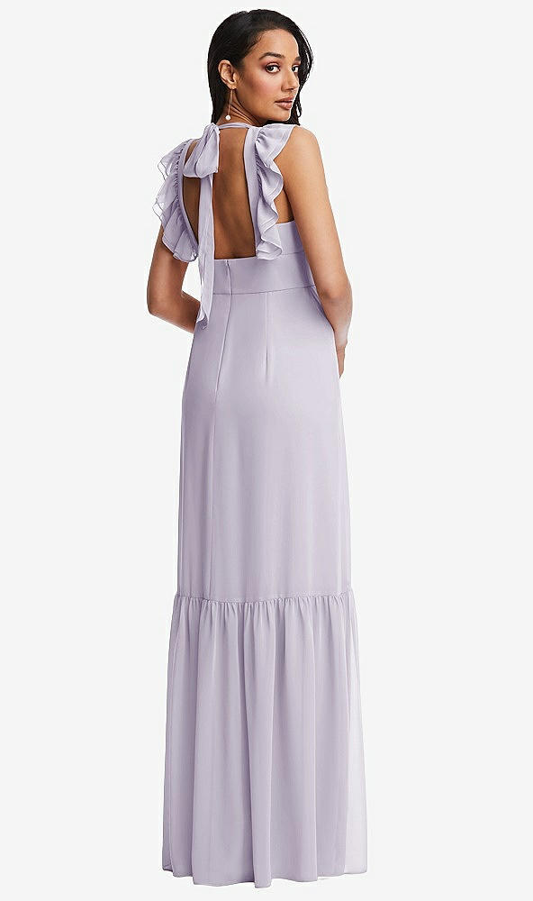 Back View - Moondance Tiered Ruffle Plunge Neck Open-Back Maxi Dress with Deep Ruffle Skirt