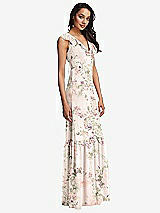 Side View Thumbnail - Blush Garden Tiered Ruffle Plunge Neck Open-Back Maxi Dress with Deep Ruffle Skirt