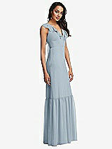 Side View Thumbnail - Mist Tiered Ruffle Plunge Neck Open-Back Maxi Dress with Deep Ruffle Skirt