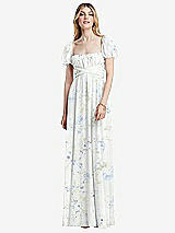 Front View Thumbnail - Bleu Garden Regency Empire Waist Puff Sleeve Chiffon Maxi Dress