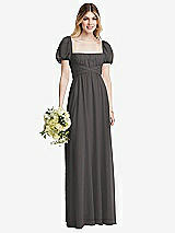 Alt View 1 Thumbnail - Caviar Gray Regency Empire Waist Puff Sleeve Chiffon Maxi Dress