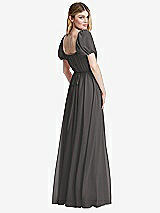 Rear View Thumbnail - Caviar Gray Regency Empire Waist Puff Sleeve Chiffon Maxi Dress