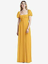 Front View Thumbnail - NYC Yellow Regency Empire Waist Puff Sleeve Chiffon Maxi Dress