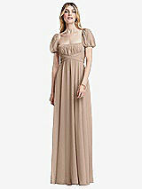 Front View Thumbnail - Topaz Regency Empire Waist Puff Sleeve Chiffon Maxi Dress