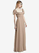 Side View Thumbnail - Topaz Regency Empire Waist Puff Sleeve Chiffon Maxi Dress