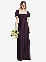 Alt View 1 Thumbnail - Aubergine Regency Empire Waist Puff Sleeve Chiffon Maxi Dress