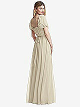 Rear View Thumbnail - Champagne Regency Empire Waist Puff Sleeve Chiffon Maxi Dress