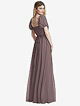 Rear View Thumbnail - French Truffle Regency Empire Waist Puff Sleeve Chiffon Maxi Dress