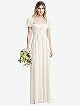 Alt View 1 Thumbnail - Ivory Regency Empire Waist Puff Sleeve Chiffon Maxi Dress