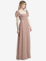 Side View Thumbnail - Neu Nude Regency Empire Waist Puff Sleeve Chiffon Maxi Dress