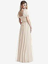 Rear View Thumbnail - Oat Regency Empire Waist Puff Sleeve Chiffon Maxi Dress