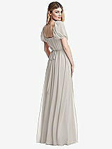 Rear View Thumbnail - Oyster Regency Empire Waist Puff Sleeve Chiffon Maxi Dress