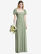 Alt View 1 Thumbnail - Sage Regency Empire Waist Puff Sleeve Chiffon Maxi Dress