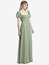 Side View Thumbnail - Sage Regency Empire Waist Puff Sleeve Chiffon Maxi Dress