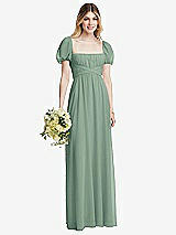 Alt View 1 Thumbnail - Seagrass Regency Empire Waist Puff Sleeve Chiffon Maxi Dress