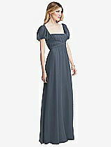 Side View Thumbnail - Silverstone Regency Empire Waist Puff Sleeve Chiffon Maxi Dress