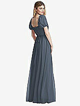 Rear View Thumbnail - Silverstone Regency Empire Waist Puff Sleeve Chiffon Maxi Dress