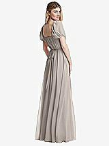 Rear View Thumbnail - Taupe Regency Empire Waist Puff Sleeve Chiffon Maxi Dress