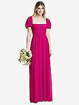 Alt View 1 Thumbnail - Think Pink Regency Empire Waist Puff Sleeve Chiffon Maxi Dress