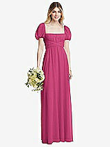 Alt View 1 Thumbnail - Tea Rose Regency Empire Waist Puff Sleeve Chiffon Maxi Dress