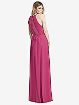 Rear View Thumbnail - Tea Rose Illusion Back Halter Maxi Dress with Covered Button Detail