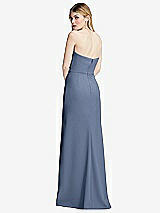 Alt View 3 Thumbnail - Larkspur Blue Strapless Pleated Faux Wrap Trumpet Gown with Front Slit