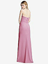 Alt View 3 Thumbnail - Powder Pink Strapless Pleated Faux Wrap Trumpet Gown with Front Slit