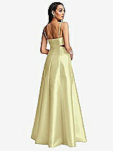 Rear View Thumbnail - Butter Yellow Open Neckline Cutout Satin Twill A-Line Gown with Pockets