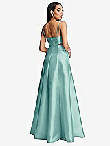 Rear View Thumbnail - Coastal Open Neckline Cutout Satin Twill A-Line Gown with Pockets