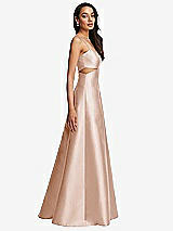 Side View Thumbnail - Cameo Open Neckline Cutout Satin Twill A-Line Gown with Pockets