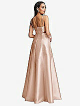 Rear View Thumbnail - Cameo Open Neckline Cutout Satin Twill A-Line Gown with Pockets