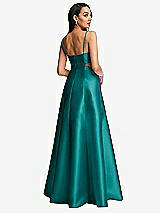 Rear View Thumbnail - Jade Open Neckline Cutout Satin Twill A-Line Gown with Pockets