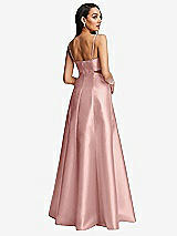 Rear View Thumbnail - Rose - PANTONE Rose Quartz Open Neckline Cutout Satin Twill A-Line Gown with Pockets