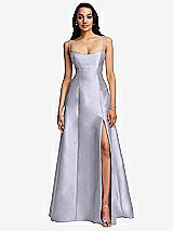 Front View Thumbnail - Silver Dove Open Neckline Cutout Satin Twill A-Line Gown with Pockets