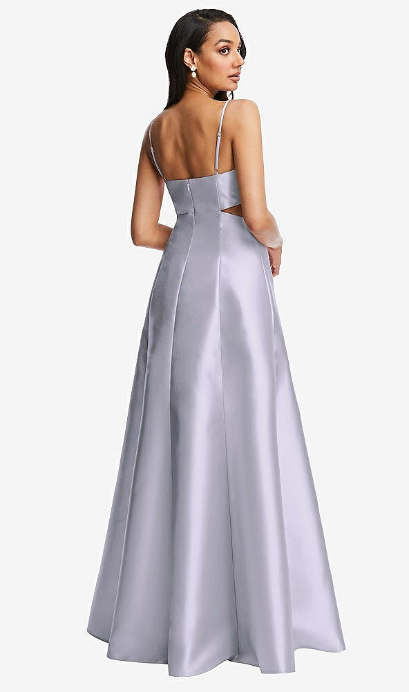 Back View - Silver Dove Open Neckline Cutout Satin Twill A-Line Gown with Pockets