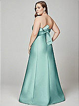 Alt View 3 Thumbnail - Coastal Strapless A-line Satin Gown with Modern Bow Detail