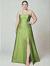 Alt View 2 Thumbnail - Mojito Strapless A-line Satin Gown with Modern Bow Detail