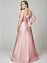 Alt View 3 Thumbnail - Ballet Pink Strapless A-line Satin Gown with Modern Bow Detail