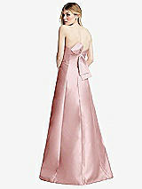 Front View Thumbnail - Ballet Pink Strapless A-line Satin Gown with Modern Bow Detail