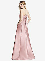 Side View Thumbnail - Ballet Pink Strapless A-line Satin Gown with Modern Bow Detail