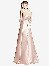 Front View Thumbnail - Blush Strapless A-line Satin Gown with Modern Bow Detail