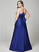 Alt View 3 Thumbnail - Cobalt Blue Strapless A-line Satin Gown with Modern Bow Detail