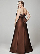 Alt View 3 Thumbnail - Cognac Strapless A-line Satin Gown with Modern Bow Detail